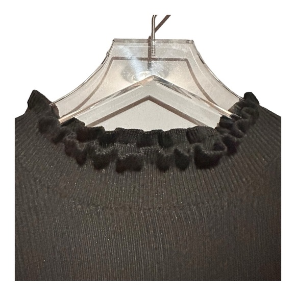 Almost Famous Floral Appliqué Long Sleeve Mock Neck Black Sweater Top Size L - Picture 6 of 13